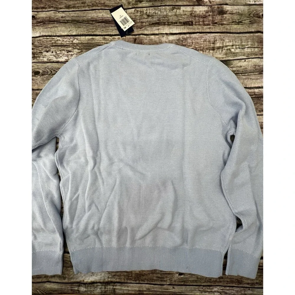 Izod Mens Size Medium Light Blue Sweater Pullover Long Sleeve Cotton Textured